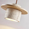 modern beige travertine wood cylinder pendant light