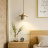 modern beige travertine wood cylinder pendant light
