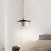 modern beige travertine wood cylinder pendant light