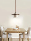 modern beige travertine wood cylinder pendant light