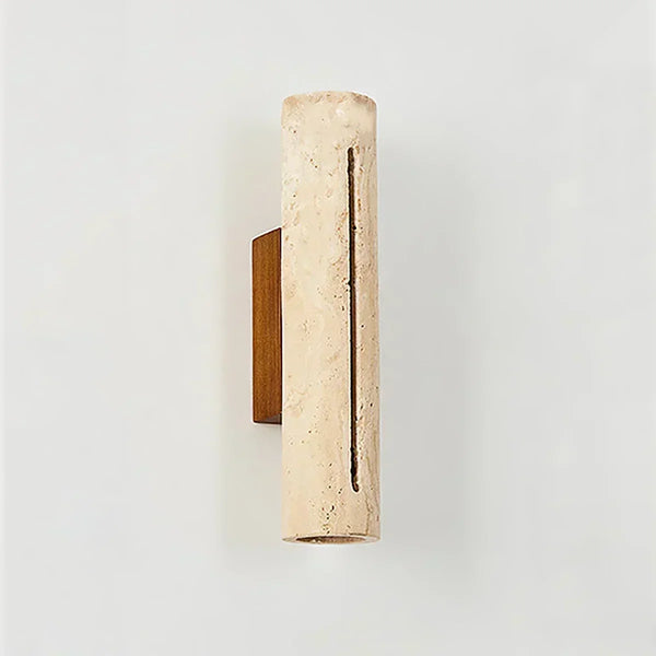 modern beige travertine wood cylinder wall lamp 3