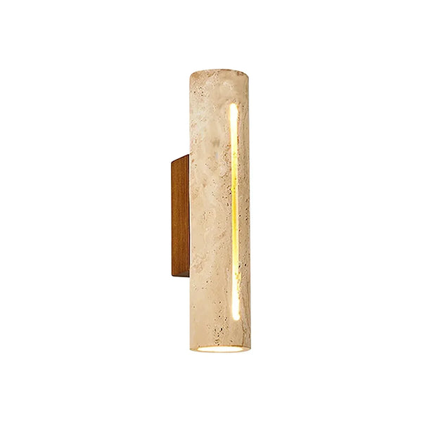modern beige travertine wood cylinder wall lamp 3