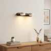 modern beige travertine wood duo led wall light