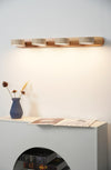 modern beige travertine wood duo led wall light