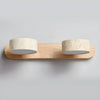 modern beige travertine wood duo led wall light
