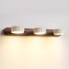 modern beige travertine wood duo led wall light