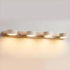 modern beige travertine wood duo led wall light
