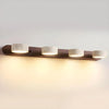 modern beige travertine wood duo led wall light