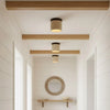 modern beige travertine wood flush mount ceiling light