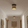 modern beige travertine wood flush mount ceiling light