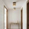 modern beige travertine wood flush mount ceiling light
