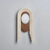 modern beige travertine wood glass wall light