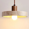 modern beige travertine wood globe pendant light