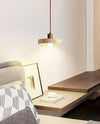 modern beige travertine wood globe pendant light