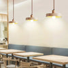 modern beige travertine wood globe pendant light