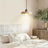 modern beige travertine wood globe pendant light