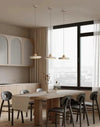 modern beige travertine wood pendant lamp 2
