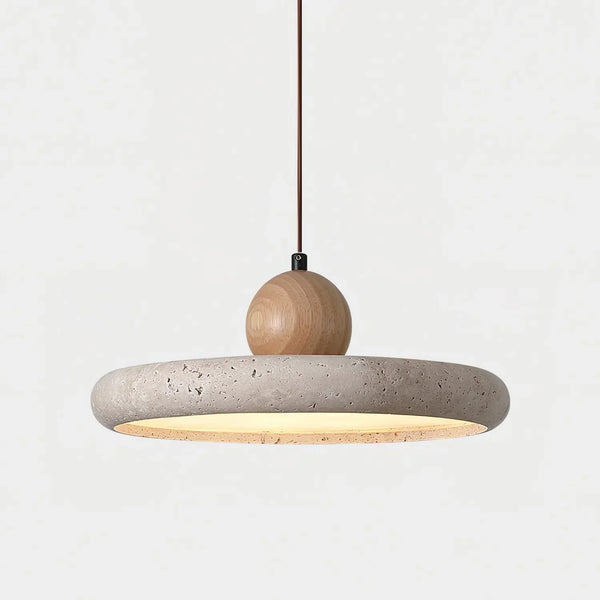 modern beige travertine wood pendant lamp 2