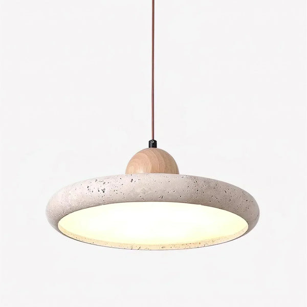 modern beige travertine wood pendant lamp 2