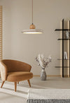 modern beige travertine wood pendant lamp 2