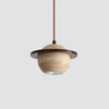modern beige travertine wood planet pendant light