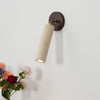 modern beige travertine wood wall sconce