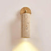 modern beige travertine wood wall sconce