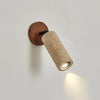 modern beige travertine wood wall sconce