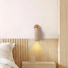 modern beige travertine wood wall sconce
