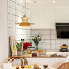 modern beige walnut multilayer metal pendant light