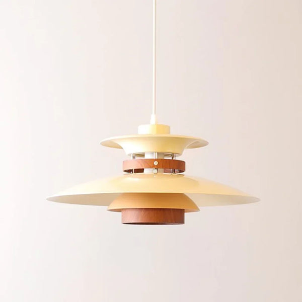 modern beige walnut multilayer metal pendant light