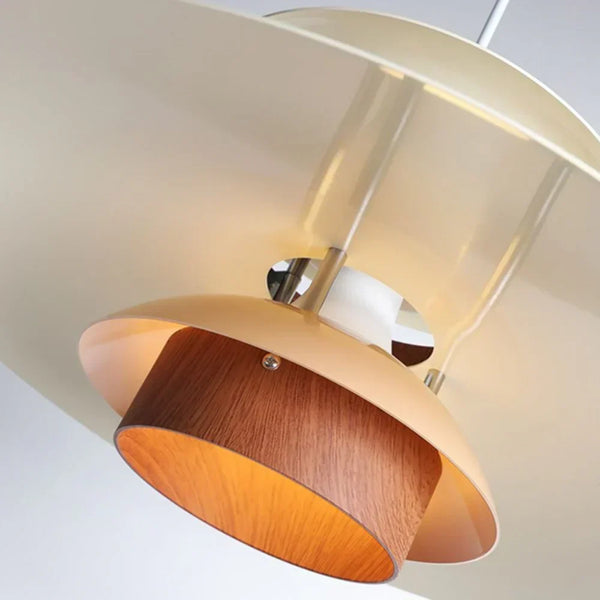 modern beige walnut multilayer metal pendant light