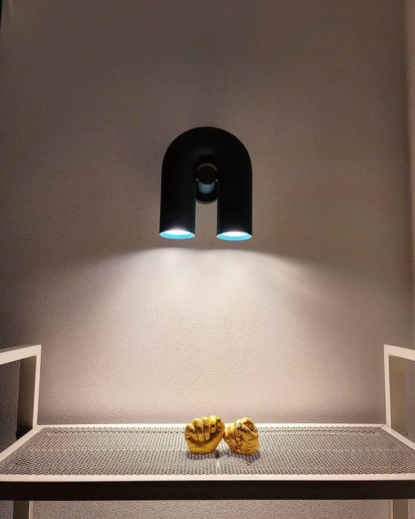 modern black abs aluminum u shape led wall sconce