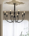 modern black ash wood candle style chandelier