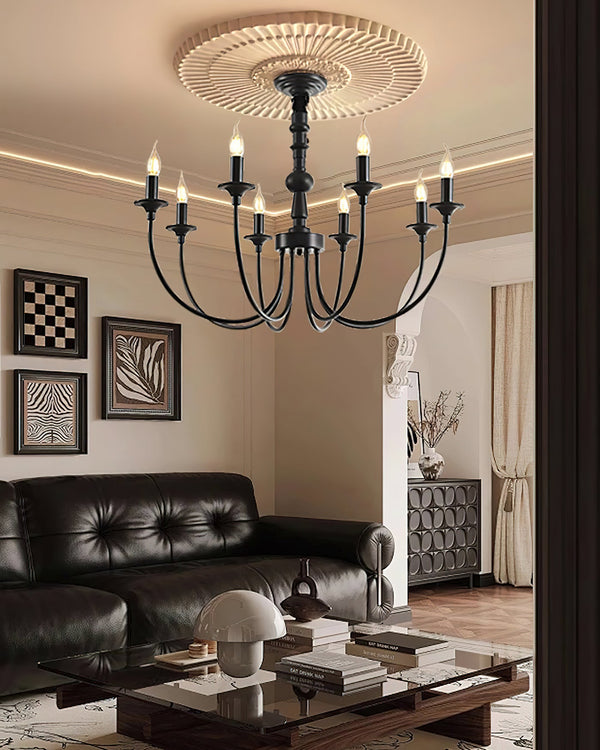 modern black ash wood candle style chandelier