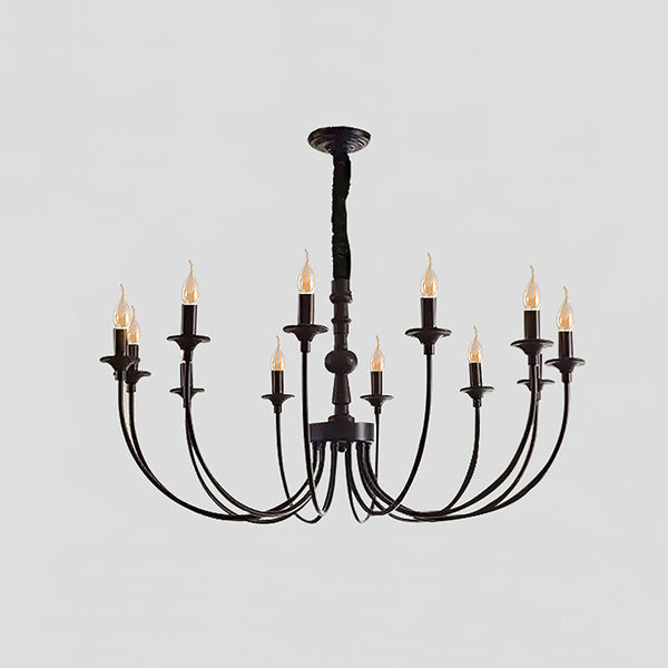 modern black ash wood candle style chandelier