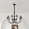 modern black ash wood candle style chandelier