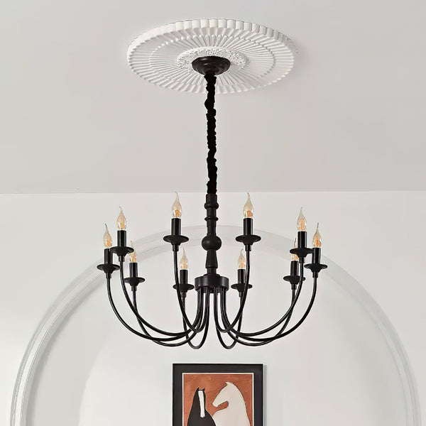 modern black ash wood candle style chandelier