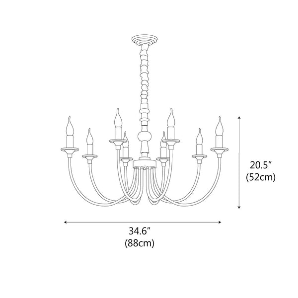 modern black ash wood candle style chandelier
