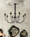 modern black ash wood candle style chandelier