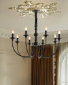 modern black ash wood candle style chandelier
