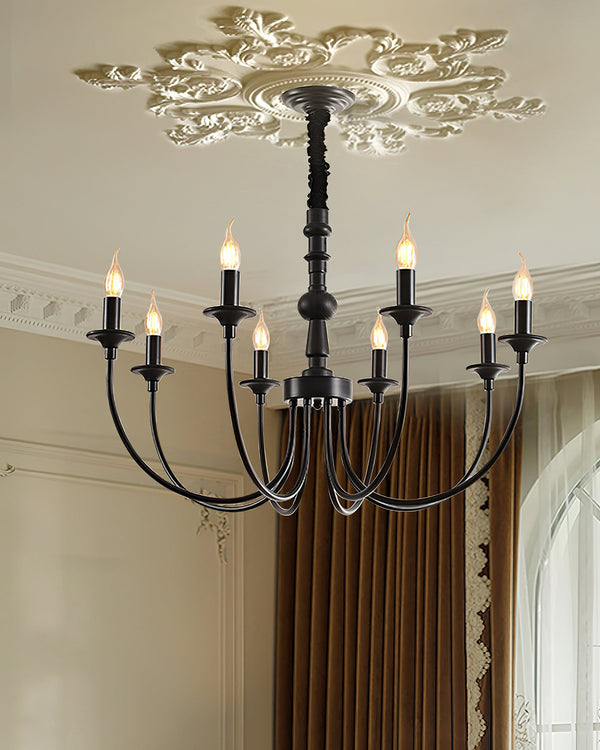 modern black ash wood candle style chandelier