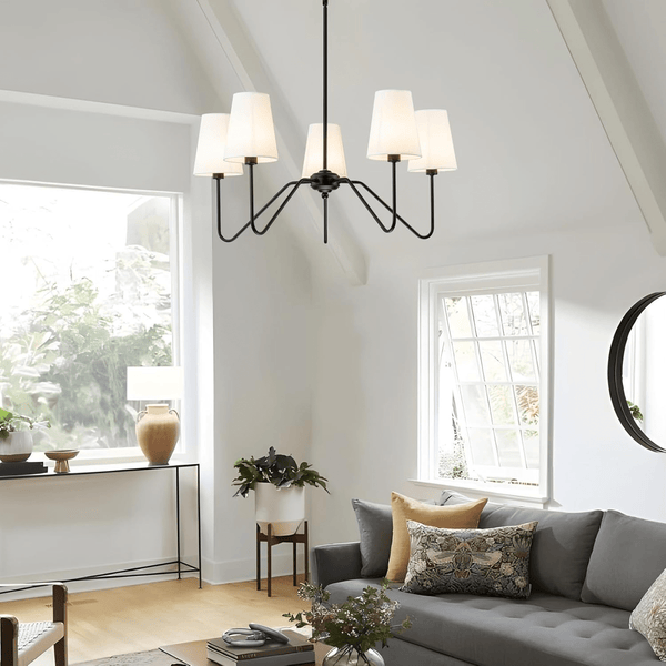 modern black fabric shade chandelier
