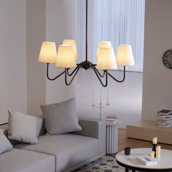 modern black fabric shade chandelier