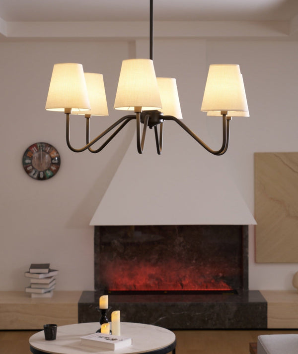 modern black fabric shade chandelier