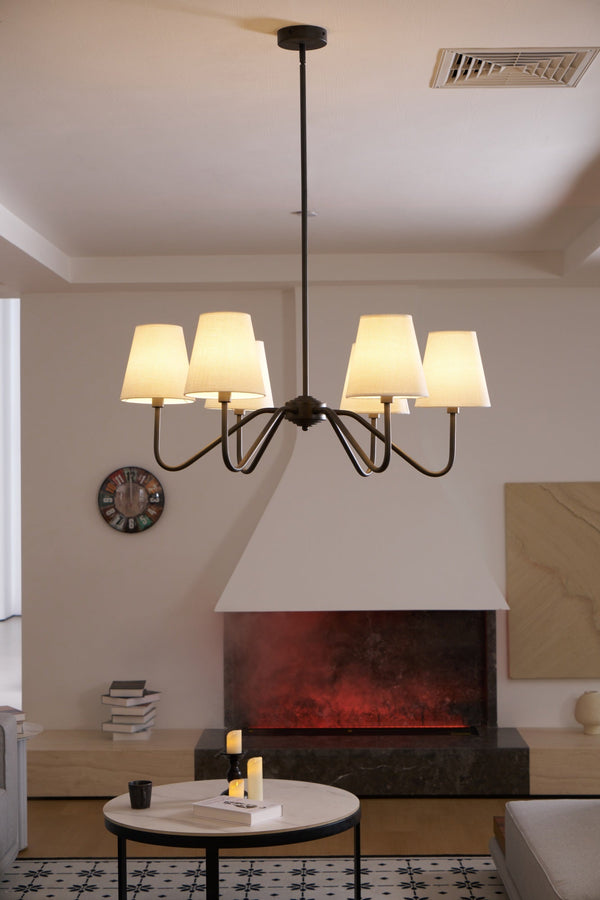 modern black fabric shade chandelier