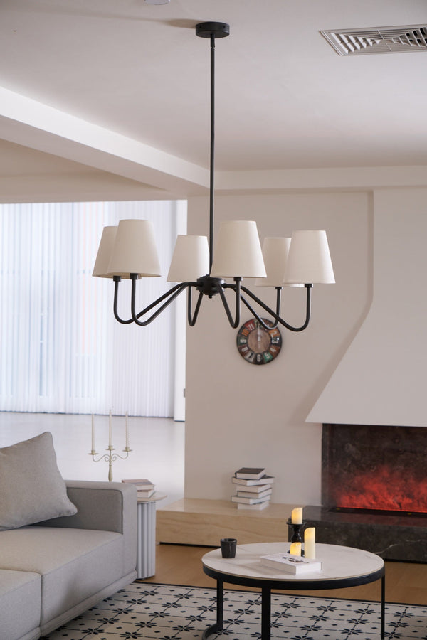 modern black fabric shade chandelier