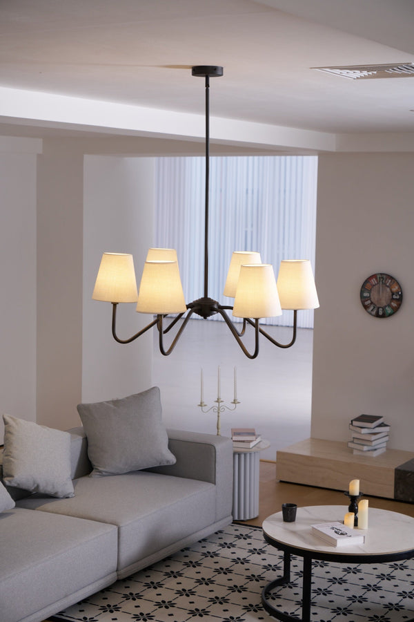 modern black fabric shade chandelier