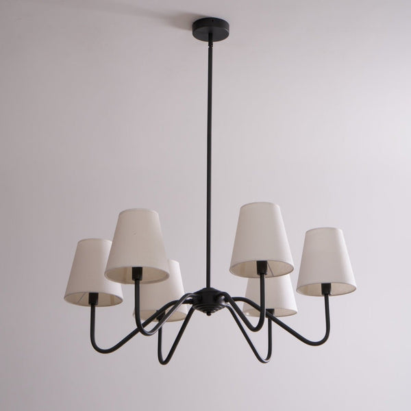 modern black fabric shade chandelier