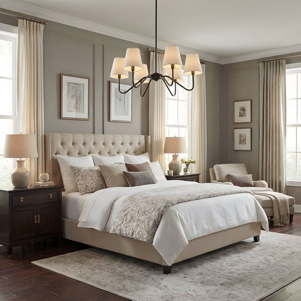 modern black fabric shade chandelier